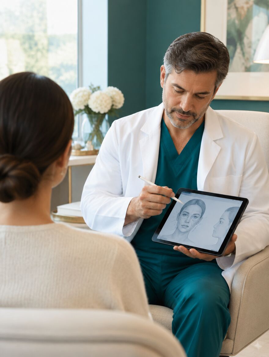 A surgeon sketching a plan for a consultation