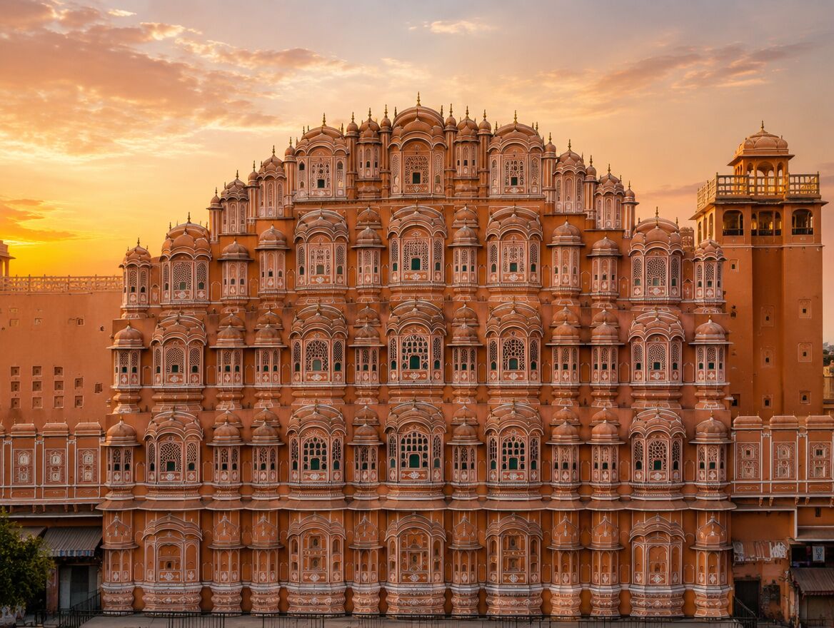 The Hawa Mahal in Jaipur at golden hour